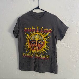 Sublime Long Beach Sun Logo Band Tour Shirt Size S 100% Cotton Gray EUC